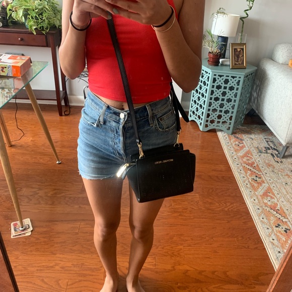 Michael Kors Black Leather Mini Cross Body Purse. - Picture 3 of 5